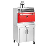Charcoal - Cuptor pe cărbuni profesional - 920 mm - cu suport pentru grătar și cadru suport - închis - roșu