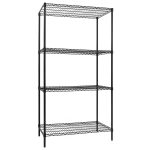 Raft metalic - Modul de bază - 900x450x(H)1800 mm - Adâncime: 450 mm - cu 4 polițe grilaj - negru - Capacitate totală: 180 kg