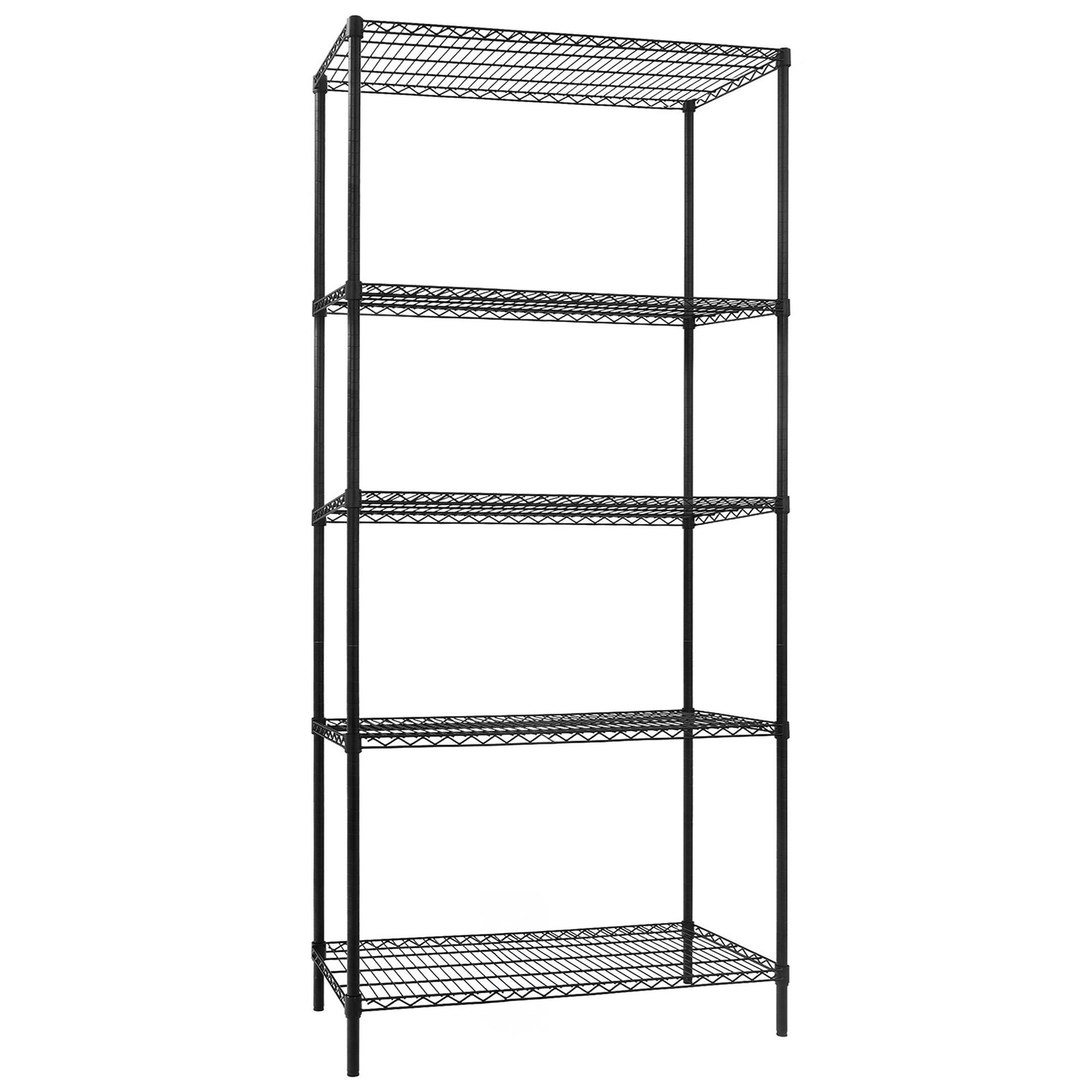 CRWB95_1.jpg Raft metalic - Modul de bază - 900x450x(H)1800 mm - Adâncime: 450 mm - cu 5 polițe reglabile - negru - Capacitate totală: 180 kg - imagine 1