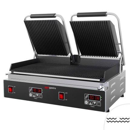 Contact grill / Grătar pentru hamburgeri - 3,6 kW - Digital - Grătar sus și jos - Suprafață de gătit: 480x230mm