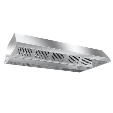Hotă centrală inox - fără motor - pregătită pentru ventilator extern - 3800 mm - filtre labirint (HoReCa)