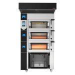 Electric Cuptor cu vatră modular pentru brutării cu umidificare & Dospitor - Touchscreen - 3 camere de coacere - incl. Hotă & Cadru inferior & Raft dospitor