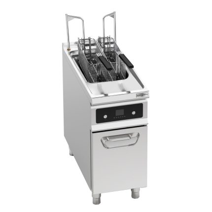 Friteuză electrică - cu suport (dulap închis) - 22 litri - 22,0 kW - cu sistem de filtrare a uleiului și ridicare automată a coșului