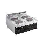 Mașină de gătit / aragaz electrică profesională - seria 700 - 800x700x(H)430 mm - aparat de banc/pentru masă - 20 kW - 4 plite rotunde