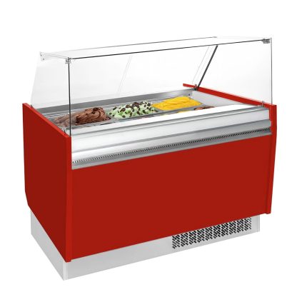 Vitrină pentru înghețată | LIAM - 1310 mm - statică - pentru 10+10x cuve de 5 litri pentru înghețată - roșu
