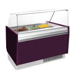 Vitrină pentru înghețată | LIAM - 1310 mm - statică - cu iluminare LED & dezghețare automată - pentru 10+10x cuve de 5 litri pentru înghețată - violet