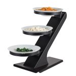 Suport pentru bufet - oțel inoxidabil, negru; boluri din melamină - 3 x Ø 260 mm - include 3 boluri din melamină Ø 260 mm