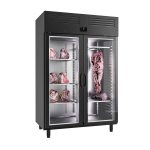 Dulap pentru maturarea cărnii - 1300 mm - 2 uși din sticlă - Negru