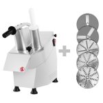 Mașină de tăiat legume electrică / feliator legume profesional - 550 W - incl. 5 discuri de tăiere / răzuire - oțel inoxidabil