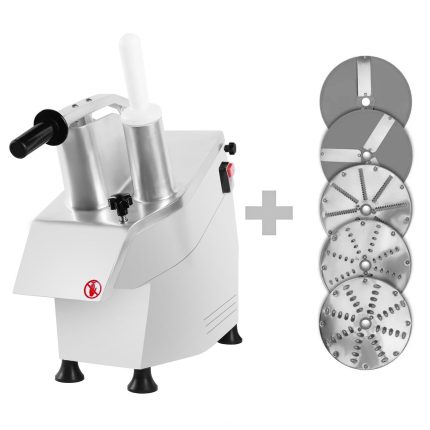 Mașină de tăiat legume electrică / feliator legume profesional - 550 W - incl. 5 discuri de tăiere / răzuire - oțel inoxidabil