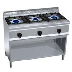 Mașină de gătit / Aragaz profesional pe gaz – LORENZO – seria 600 - 1200x600x(H)1020 mm - 31 kW - 3 arzătoare - suport deschis