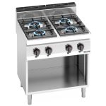 Mașină de gătit / Aragaz profesional pe gaz – LORENZO – seria 700 - 800x714x(H)1.070 mm - 28 kW - 4 arzătoare - suport deschis