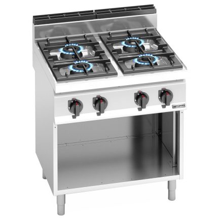 Mașină de gătit / Aragaz profesional pe gaz – LORENZO – seria 700 - 800x714x(H)1.070 mm - 28 kW - 4 arzătoare - suport deschis