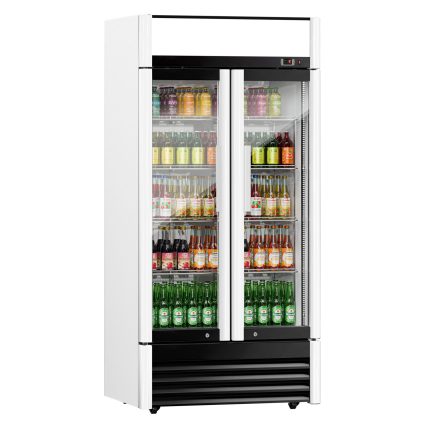 Vitrină frigorifică pentru băuturi - 630 litri - 2 uși din sticlă batante - control digital - temperatură -2/+8 °C