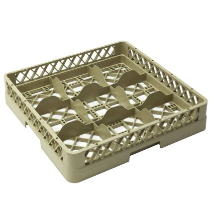 Coș pentru spălarea paharelor 1/1 – 500 x 500 mm – 9 compartimente – bej – compatibil cu ARU9N