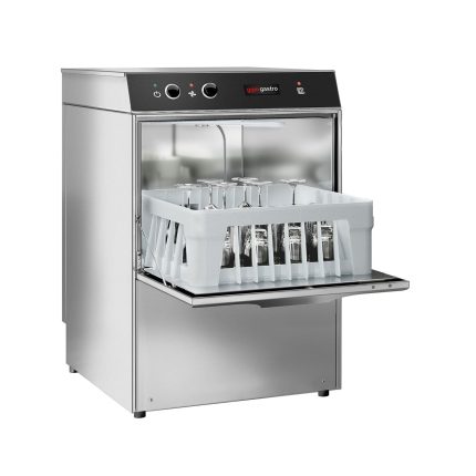 Mașină de spălat pahare profesională - Electromecanic - 2,97 kW - cu dozator de detergent, dozator de agent de clătire & pompă de evacuare