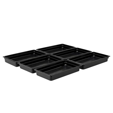 (6 bucăți) Recipient din policarbonat GN 1/1 – Negru – Înălțime: 65 mm