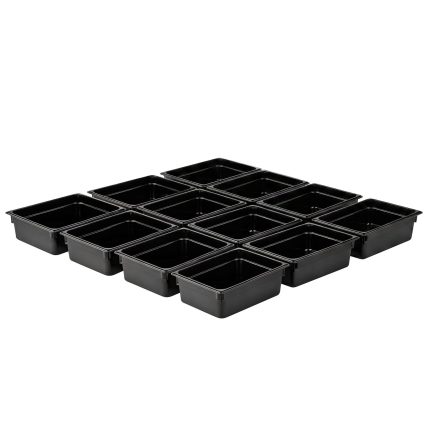 (12 bucăți) Recipient din policarbonat GN 1/2 - Negru - Înălțime: 100 mm