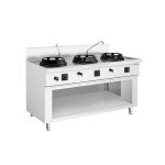 Aragaz cu wok pe gaz – 45 kW – 3 arzătoare – incl. 2 robinete