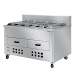 Grătar cu cărbuni / Rotisor pentru pui – 1400 mm – cu 6 frigărui