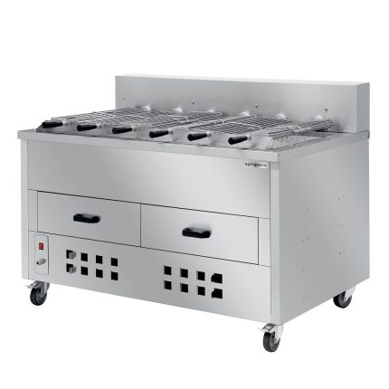 Grătar cu cărbuni / Rotisor pentru pui – 1400 mm – cu 6 frigărui