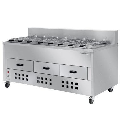 Grătar cu cărbuni / rotisor pentru pui – 1800 mm – cu 8 frigărui