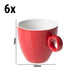 (6 buc) Bart Colour Cafe - Ceașcă cappuccino - 170 ml - Roșu - stivuibilă
