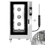 Cuptor convecție abur - Touchscreen - Ecran tactil de 7″ - 20x GN 1/1 - incl. Sistem de spălare & Sondă de temperatură - incl. Cărucior pentru tăvi