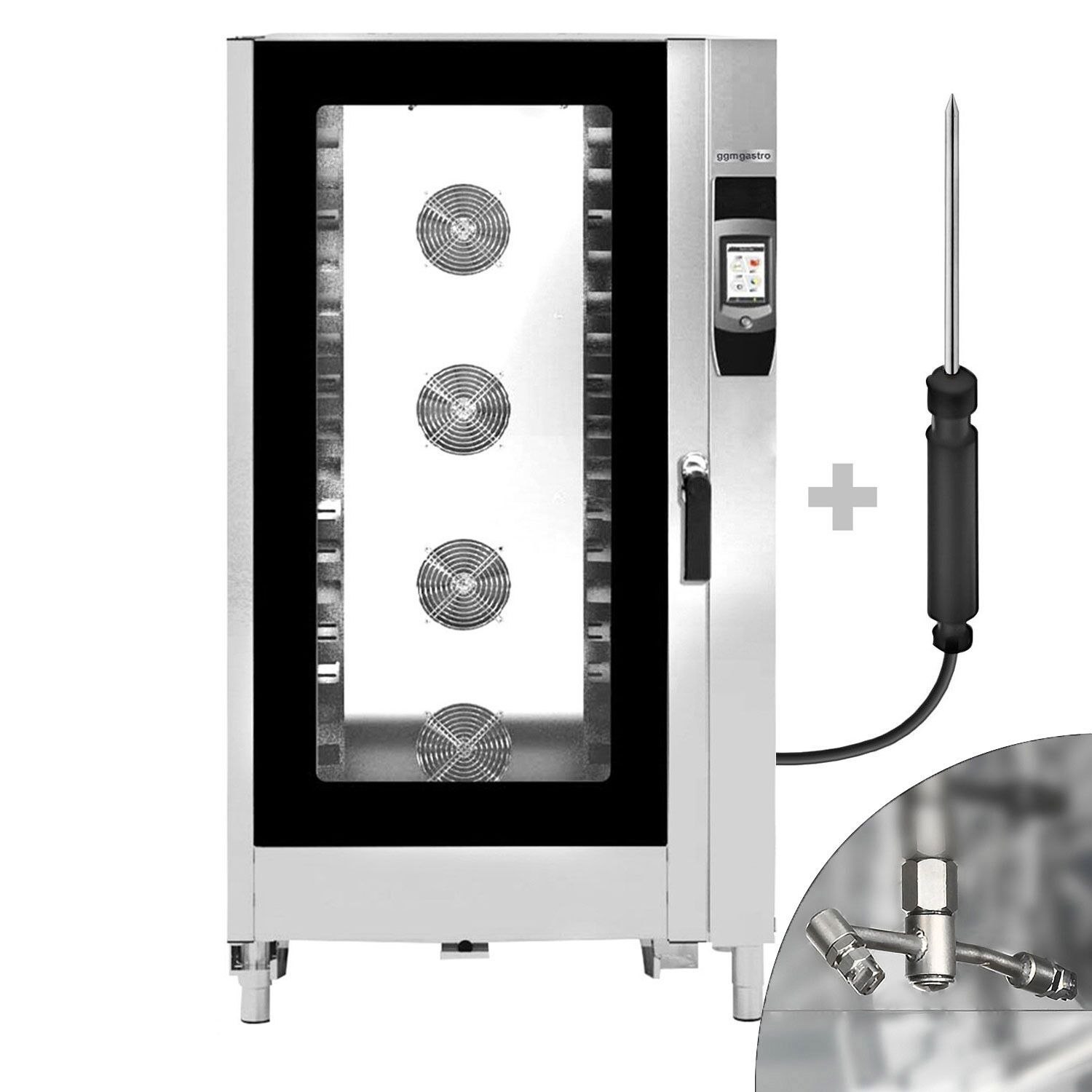 KDTV2011_1-jpg.jpg Cuptor convecție abur - Touchscreen - Ecran tactil de 7″ - 20x GN 1/1 - incl. Sistem de spălare & Sondă de temperatură - incl. Cărucior pentru tăvi - imagine 1