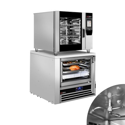Cuptor convecție abur - Touchscreen - Ecran tactil de 7″ - 7x GN 1/1 - incl. Sondă de temperatură & Sistem de spălare - incl. Congelator șoc termic 5x GN 1/1