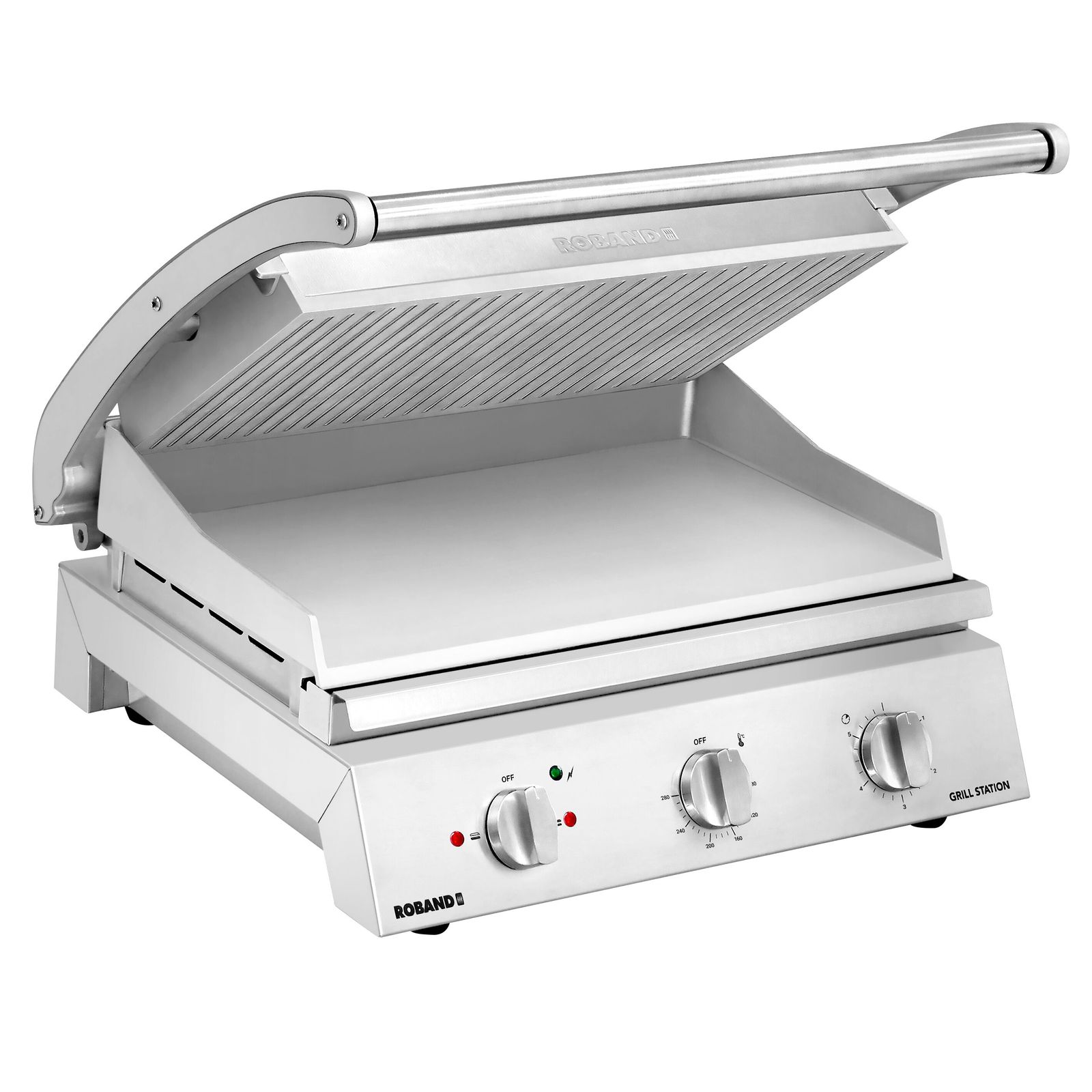 KGGGLL542_1-jpg.jpg ROBAND | Contact grill / Grătar pentru hamburgeri - 3,1 kW - partea superioară striată și partea inferioară netedă - Suprafață de gătit: 500 x 275 mm - imagine 1