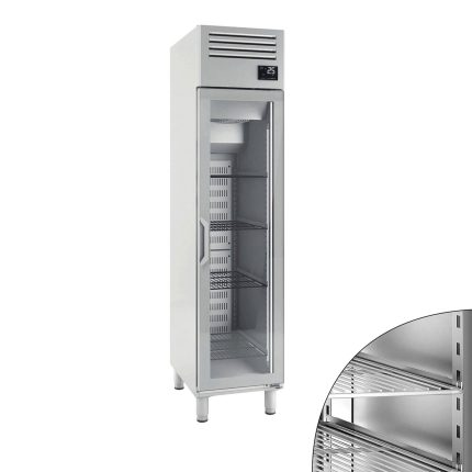 Dulap frigorific profesional din inox inoxidabil PREMIUM PLUS - GN 1/1 - 325 l - -2/+6 °C - cu 1 ușă din sticlă - răcire ventilată; agent R290; iluminare LED; dezghețare automată