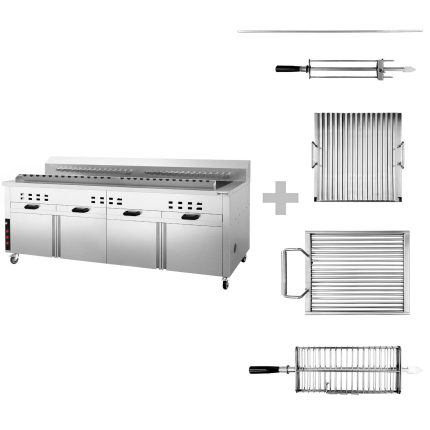 Grătar cu cărbuni – pentru Adana și Shish Kebab – pentru 30 de frigărui cu rotație automată