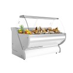 Vitrină frigorifică pentru carne / Vitrină frigorifică orizontală ECO - 2025x1150 mm - 400 L - culoare alb - geam frontal curbat - blat de granit