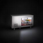 Masă frigorifică - 1400x700 mm - 281 L - cu 2 uși din sticlă - GN 1/1