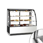 Vitrină pentru prăjituri - 524 litri - 1500 mm - geam dublu - geam drept - cu 3 rafturi - iluminare LED
