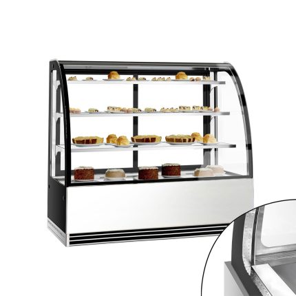 Vitrină pentru prăjituri - 524 litri - 1500 mm - geam dublu - geam drept - cu 3 rafturi - iluminare LED