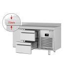 Masă frigorifică Premium PLUS – 1468 x 600 mm – cu 1 ușă, 2 sertare – cu margine de protecție