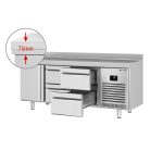 Masă frigorifică Premium PLUS – 1960 x 700 mm – cu 1 ușă – 4 sertare – cu rebord