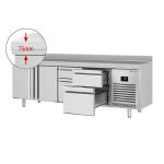Masă frigorifică Premium PLUS – 2452 x 700 mm – cu 2 uși – 4 sertare – cu rebord