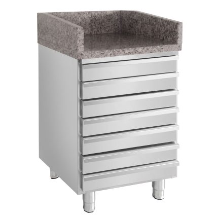 Tejghea casă de marcat din oțel inoxidabil & 7 sertare - 500x700 mm