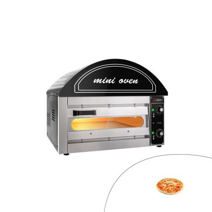 Cuptor electric pentru pizza (mini) - 530x430x450 mm - 1 x Ø 34 cm - până la 280 °C - Control manual (analogic) - negru