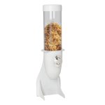 Dispenser de cereale - Ø 115 mm - alb - dozare cu rotire - 3,6 litri - suport din oțel inoxidabil
