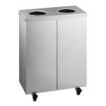 Sistem colectare selectivă - pe roți - 2 compartimente a câte 25 litri - 500x250x720 mm - cu 2 coșuri interioare detașabile, 4 roți (2 cu frână), set autocolante pentru hârtie, plastic, resturi & bio - oțel inoxidabil