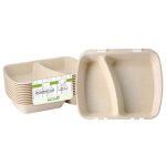 (60 bucăți) Cutii pentru meniu reutilizabile cu 2 compartimente – 245 x 200 mm – dimensiune standard HP4