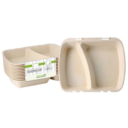 (60 bucăți) Cutii pentru meniu reutilizabile cu 2 compartimente – 245 x 200 mm – dimensiune standard HP4