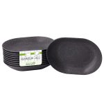 (60 bucăți) Tăvițe reutilizabile pentru gustări - 135x184mm - ovale - gri