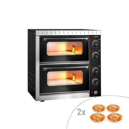 Cuptor electric mini pentru pizza – 4+4 x 20 cm – cu acționare manuală