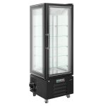 Vitrină panoramică - 248 litri - 650 mm - 1 ușă din sticlă - geam drept - cu 5 rafturi - iluminare LED - negru