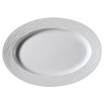 (6 bucăți) SEA WAVE - Farfurie/farfurie pentru kebab - ovală - Lungime: 350 mm - Alb